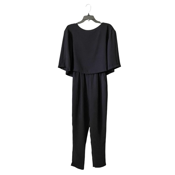 Zara Black Jumpsuit Womens Size XS Cape Split Back Top Pockets Minimalist Classy - Picture 1 of 6